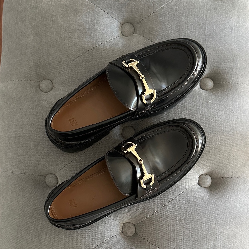 Dark Brown Chunky Loafers with Gold Buckle
